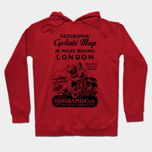 London, Cyclists, Map, Vintage,Cover Illustration, 1930s Hoodie